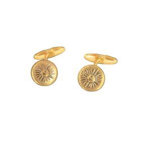 Vintage Gold tone Cufflinks with Raised Repousse Sunshine Sun Face on Front